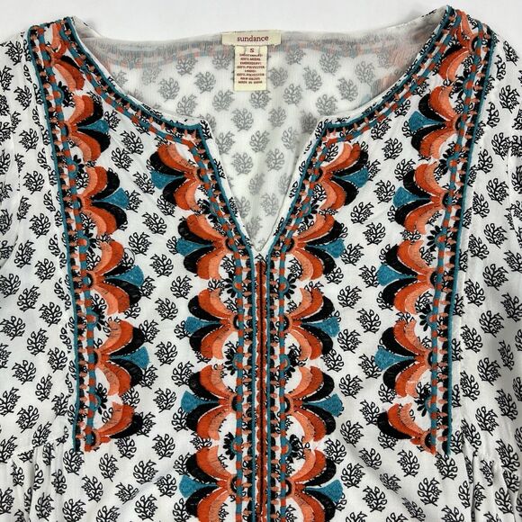 Sundance Adelle Floral Embroidered Long Sleeve V-Neck Boho Peasant Top Small - Picture 4 of 12